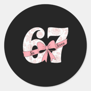 Sticker Rond Nœud Coquette Numéro 67 Mème Nk Floral