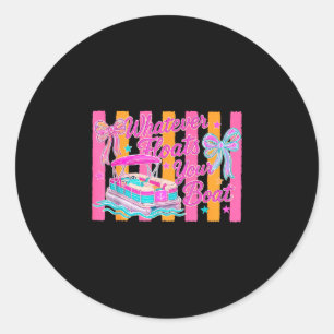 Sticker Rond Nœud coquette rayé été tout ce qui flotte votre ba