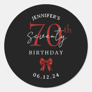 Sticker Rond Nœud Coquette Rouge Fête d'anniversaire 70 ans Noi