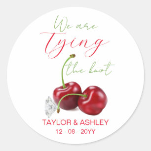Sticker Rond Noeud de mariage Cerise Fiançailles