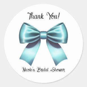 Sticker Rond Nœud de ruban bleu turquoise Mariage Réception de