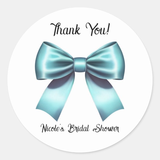 Sticker Rond Nœud de ruban bleu turquoise Mariage Réception de  (Devant)
