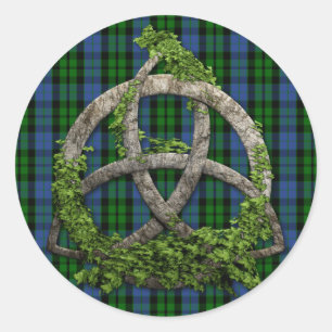 Sticker Rond Noeud de trinité et tartan celtiques de MacKay de