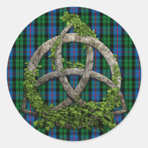 Sticker Rond Noeud de trinité et tartan celtiques de Morrison