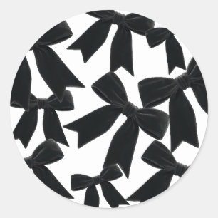 Sticker Rond Noeud en velours noir élégant et chic pour fête d'