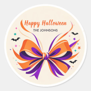 Sticker Rond Nœud et chauves-souris personnalisés pour Hallowee