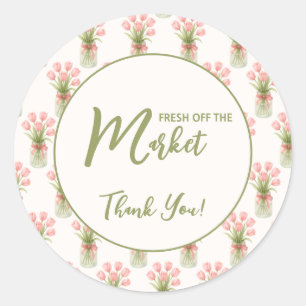 Sticker Rond Nœud Floral Rose Fraîchement Retiré du Marché