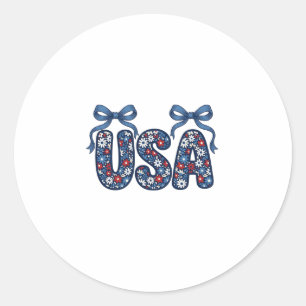 Sticker Rond Nœud Floral USA Design Vectoriel Patriotique_1