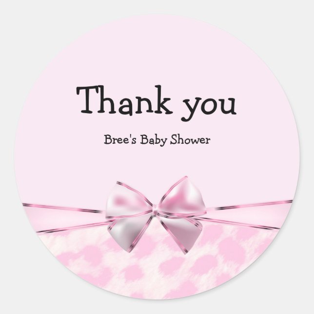 Sticker Rond Nœud Imprimé Rose & Léopard Chic Glam Imprimé Anim (Devant)