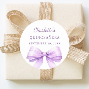 Sticker Rond Noeud lavande pour Quinceanera