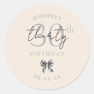 Sticker Rond Nœud Papillon Coquette Argent Fête d'anniversaire