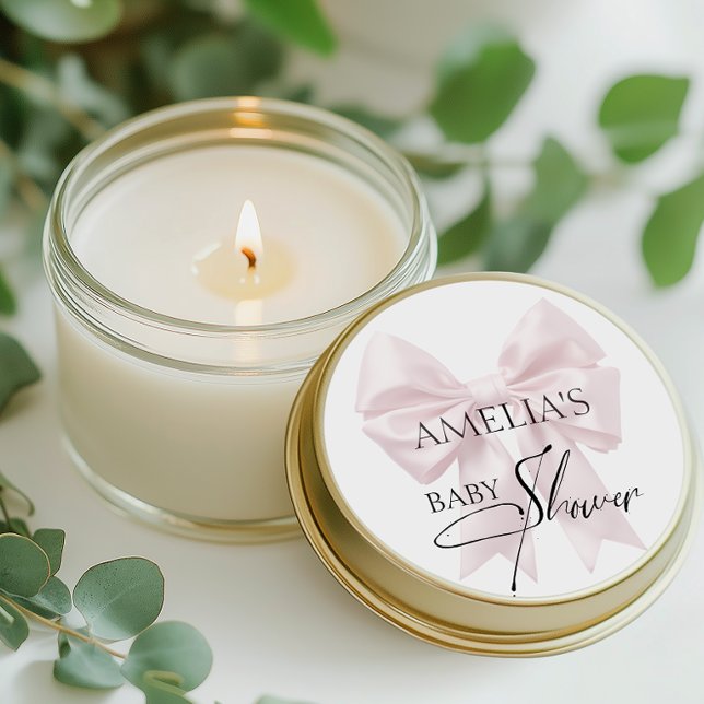 Sticker Rond Nœud Rose Délicat Élégant (Créateur téléchargé)