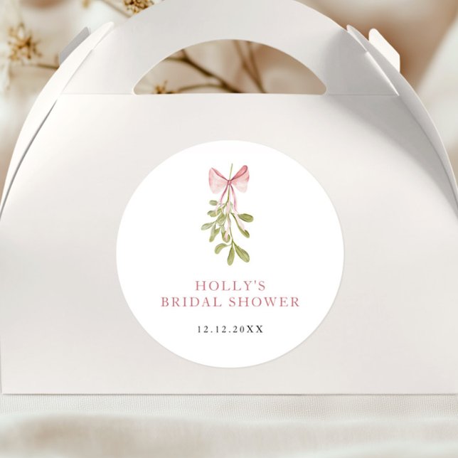 Sticker Rond Nœud Rose Poussiéreux de Gui Lavage de Mariée (Créateur téléchargé)