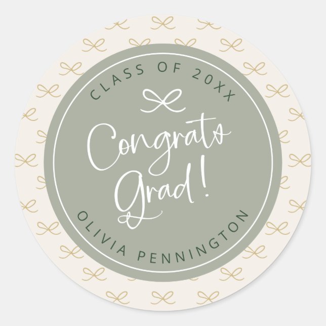 Sticker Rond Nœud vert sauge personnalisé féminin  (Devant)