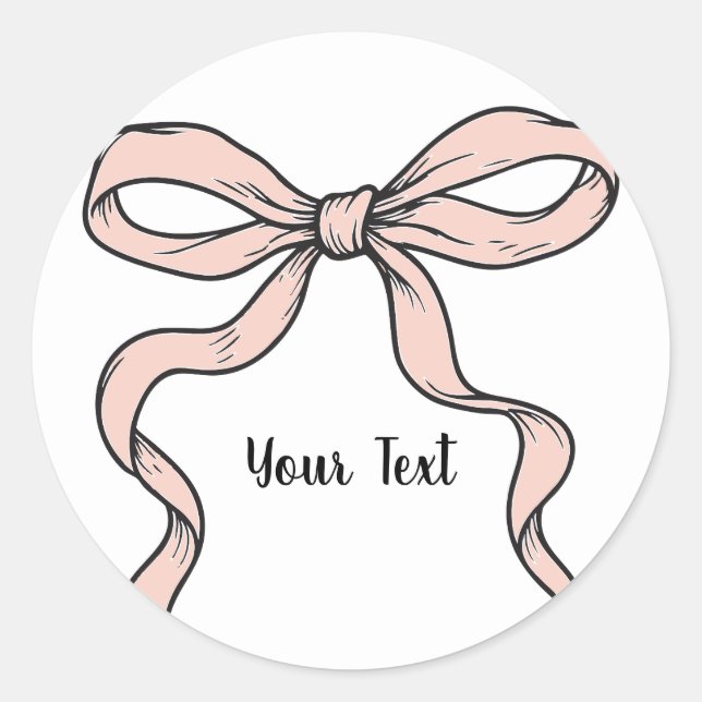 Sticker Rond Nœuds de ruban rose tendance mignons contourné en  (Devant)