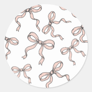 Sticker Rond Nœuds de ruban rose tendance mignons contourné en 