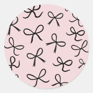 Sticker Rond Nœuds Noirs Mignons Tendance Rose
