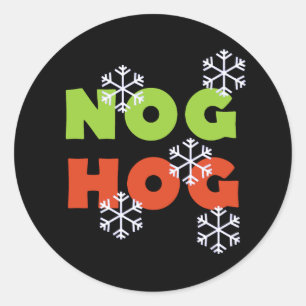 Sticker Rond Nog Hog Love Egg Nog Fêtes