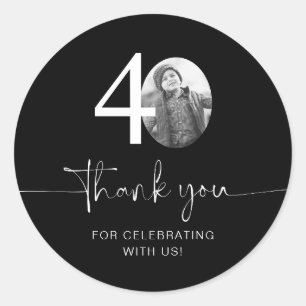 Sticker Rond Noir 40e anniversaire Merci