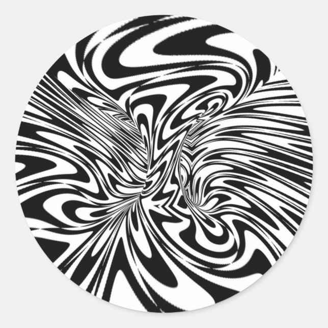 Sticker Rond Noir abstrait et blanc (Devant)
