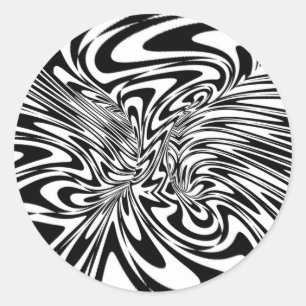 Sticker Rond Noir abstrait et blanc