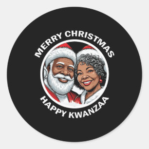 Sticker Rond Noir Aimant Père Noël Et Mme Claus Noël