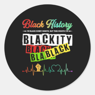 Sticker Rond Noir Blackity Histoire Mois Fierté Africain Mens W