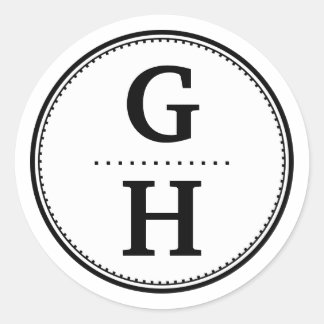 Sticker Rond Noir blanc 2 lettre initiale marque cadeau monogra