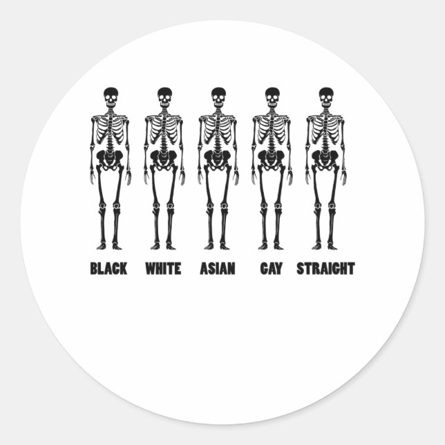 Sticker Rond Noir Blanc Asiatique Gay Droit LGBT Pride Mois (Devant)