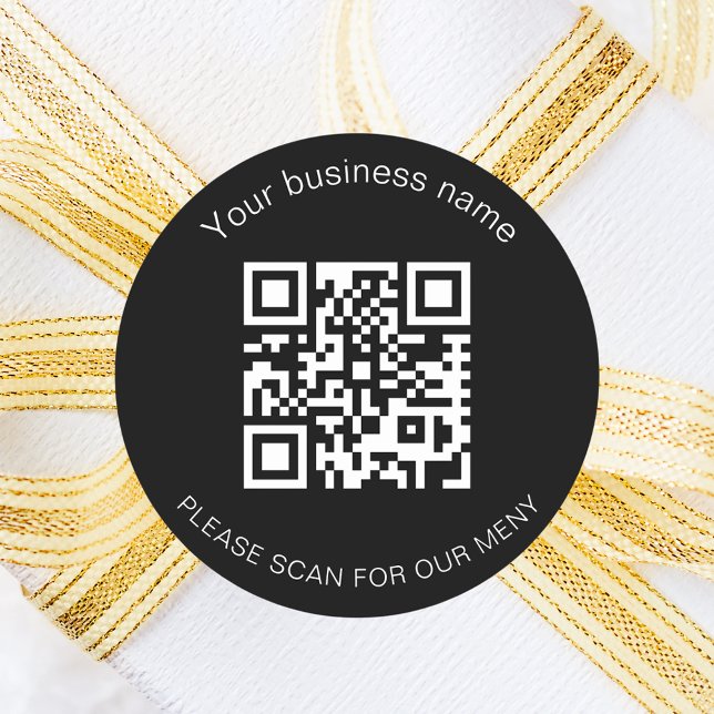 Sticker Rond Noir blanc bar restaurant menu qr code (Créateur téléchargé)