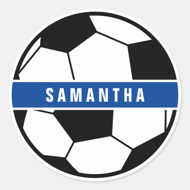Sticker Rond Noir Blanc & Bleu Football Football Sport Monogram (Devant)