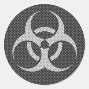 Sticker Rond Noir blanc et gris toxique Fibre de carbone