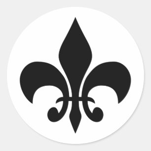 Sticker rond noir & blanc Fleur de lis