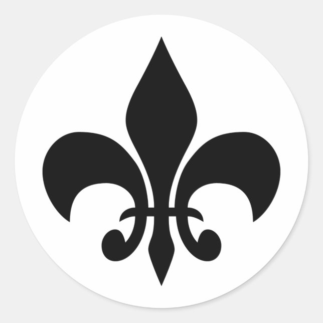 Sticker rond noir & blanc Fleur de lis (Devant)