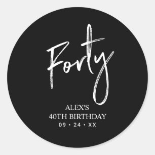 Sticker Rond Noir & Blanc Lettrer Anniversaire Favoriser Merc