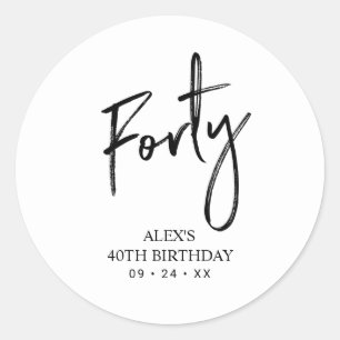 Sticker Rond Noir & Blanc Lettrer Anniversaire Favoriser Merc