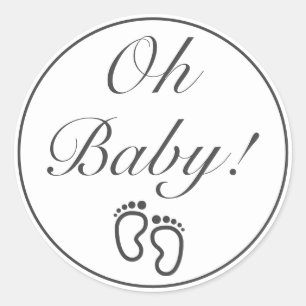 Sticker Rond Noir blanc minimaliste moderne de BÉBÉ de l'OH
