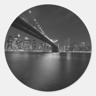 Sticker Rond Noir blanc New York City Skyline
