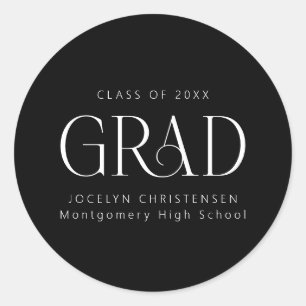 Sticker Rond Noir Blanc Personnalisé Moderne Gradué