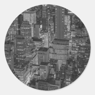 Sticker Rond Noir blanc rouge New York City Skyline