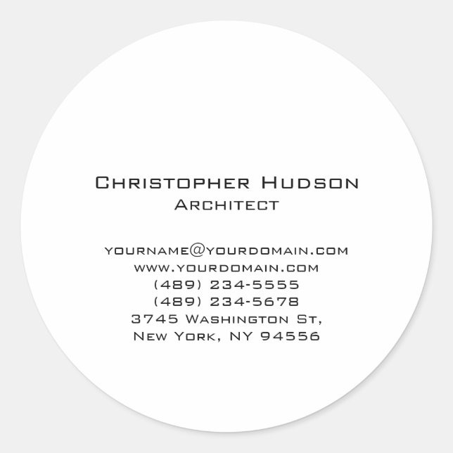 Sticker Rond Noir Blanc Simple Plain Architect (Devant)