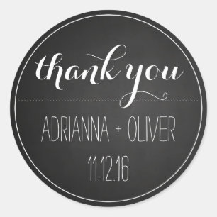 Sticker Rond Noir Chalkboard Vintage Wedding