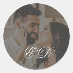 Sticker Rond Noir classique calligraphie Monogramme superpositi