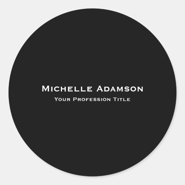 Sticker Rond Noir Couleur Professionnel Plain Moderne (Devant)