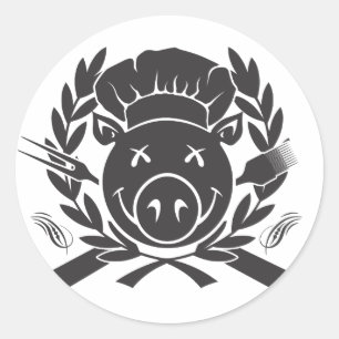 Sticker Rond Noir de crête de BBQ