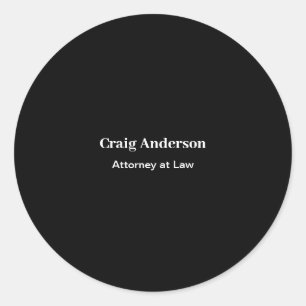 Sticker Rond Noir Élégant Moderne Simple Professionnel