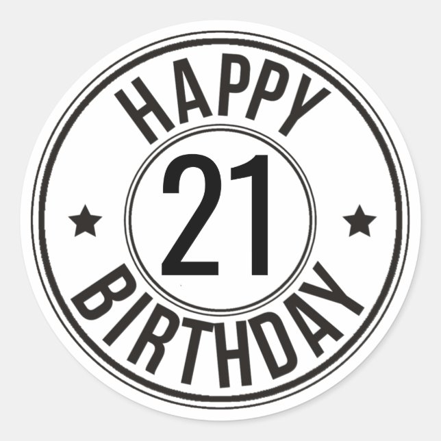 Sticker Rond Noir et blanc 21e anniversaire (Devant)