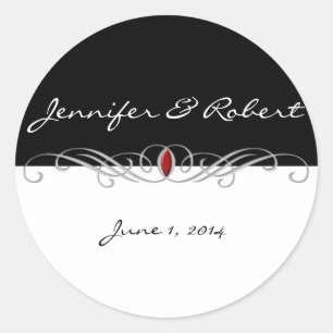 Sticker Rond Noir et blanc avec joint d'enveloppe à Accent de r