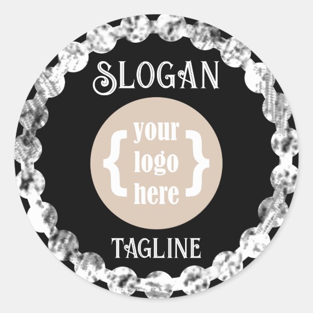 Sticker Rond Noir et Blanc, Bordure et Logo Slogan (Devant)