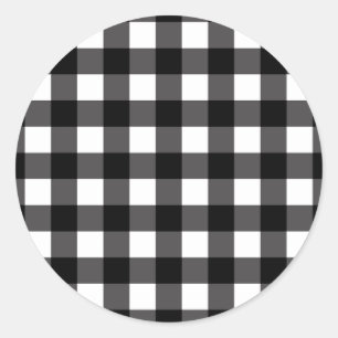Sticker Rond Noir et Blanc Buffalo Gingham Carreaux Vichy à car